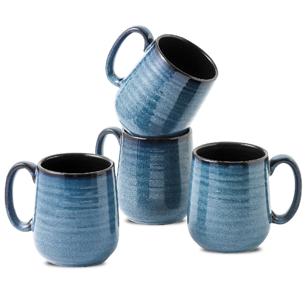 Tikooere Coffee Mugs Set of 4 - 12 Ounces - Blue