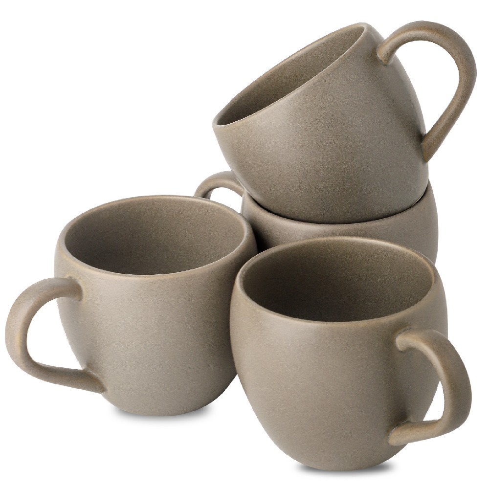 Tikooere Stoneware Coffee Mugs Set of 4 - 16 Ounces - Grey