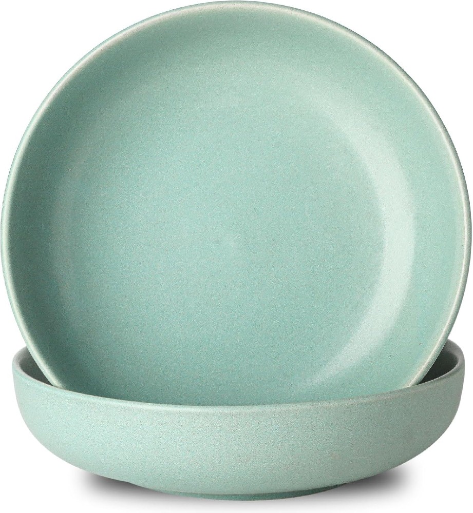 Pasta Bowls Set of 2, 34 oz Stoneware Salad Bowls Set, Large Kitchen Bowls for Pasta, Salad, Farmhouse Serving Bowls for Home Decor Gift, Microwave & Dishwasher Safe, Matte Turquoise