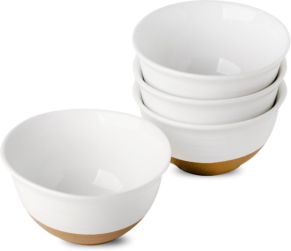 Ceramic Soup Bowls Set of 4,40 Ounce Large and Deep Porcelain Cereal Bowls for Kitchen,Stackable Serving Bowls for Salad,Pasta,Dessert and Fruit,Dishwasher&Microwave Safe,White